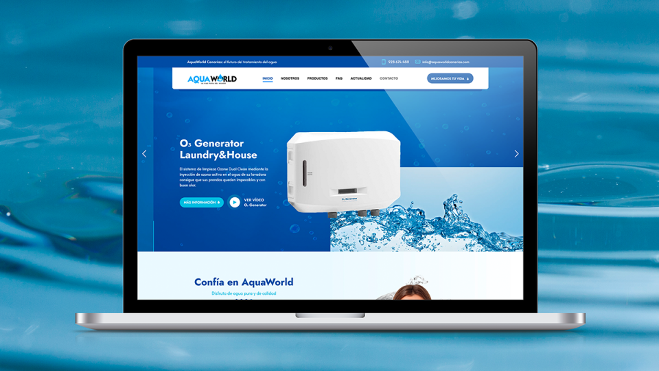 Mockup página web AquaWorld Canarias