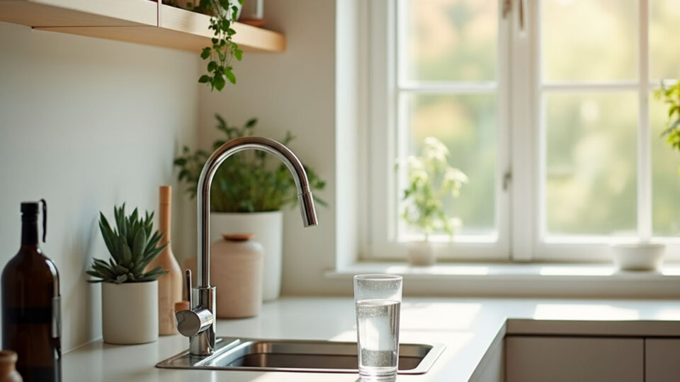 Vaso de agua conseguido gracias al sistema de filtración de agua domestico