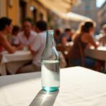 Agua encima de una mesa de cafetería